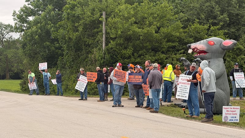 Labor unions protest at Sullivan County data center site
